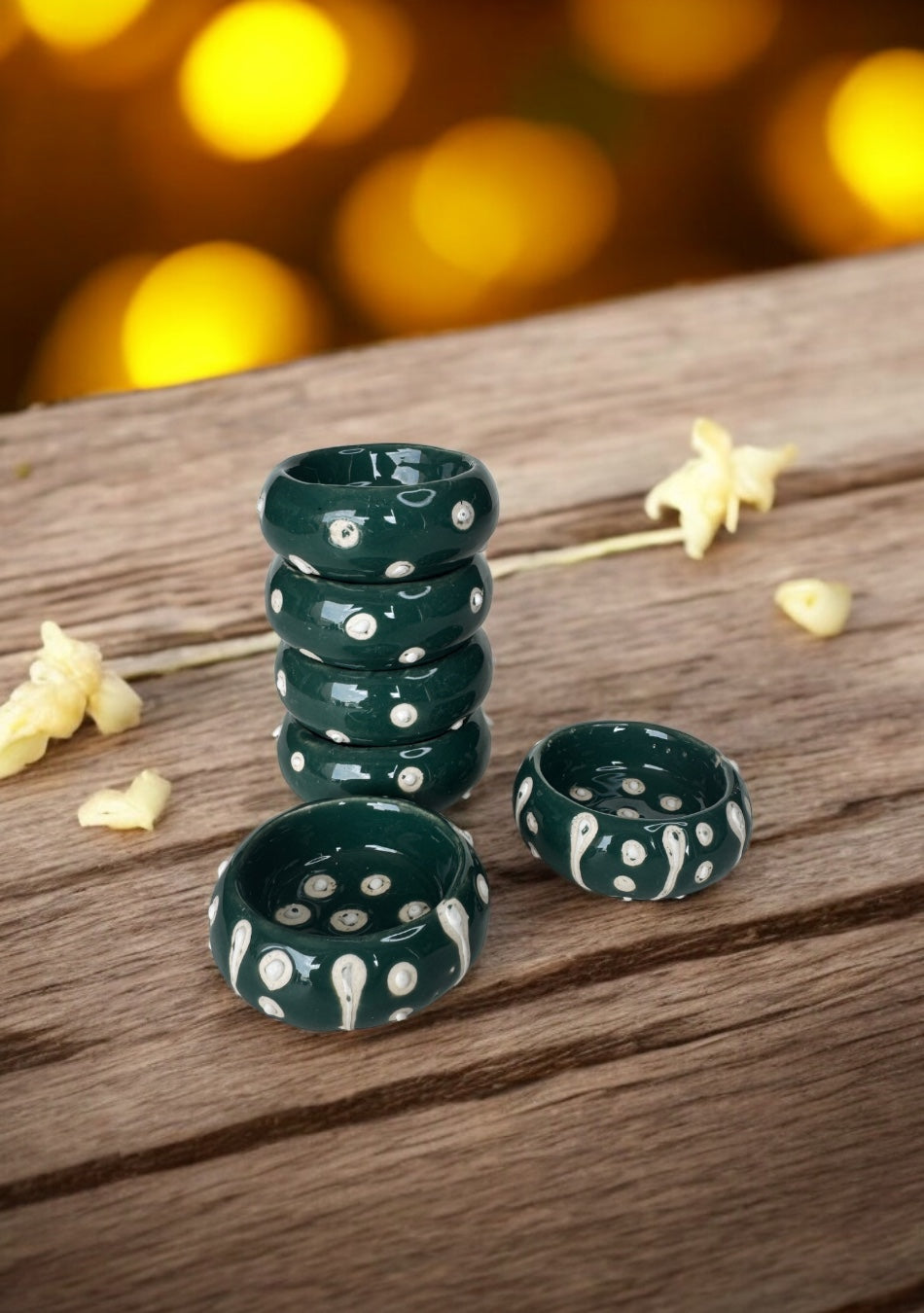 Emerald Gleam Handcrafted Tea Light Holders