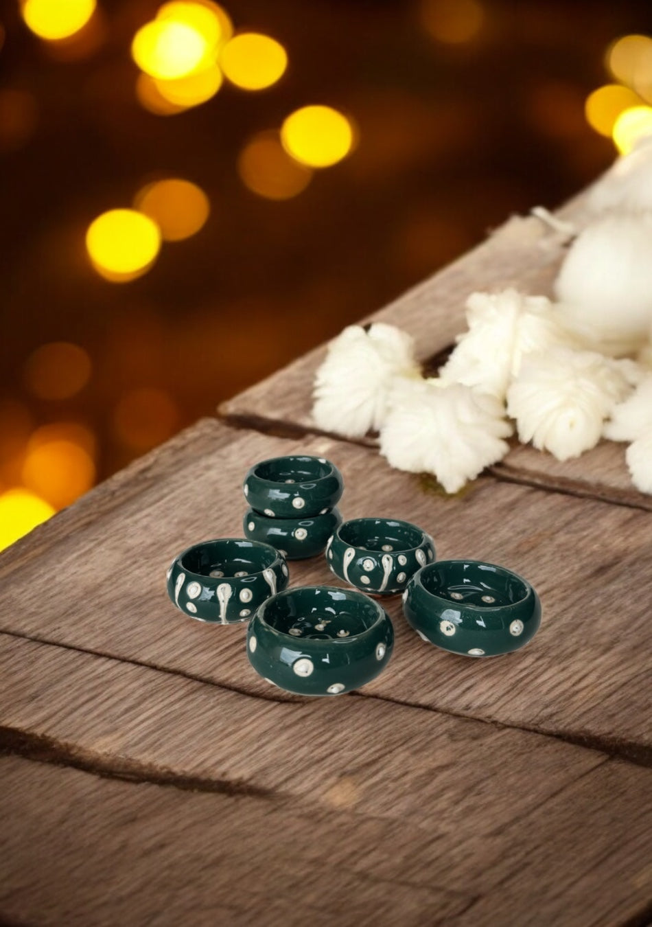 Emerald Gleam Handcrafted Tea Light Holders