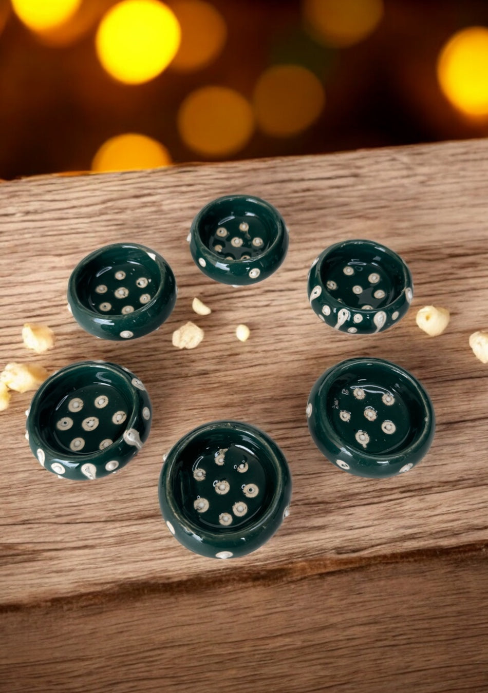 Emerald Gleam Handcrafted Tea Light Holders