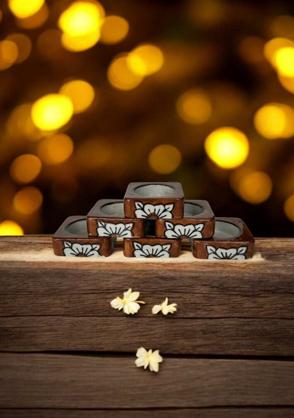 Brown handcrafted floral tealight Diya