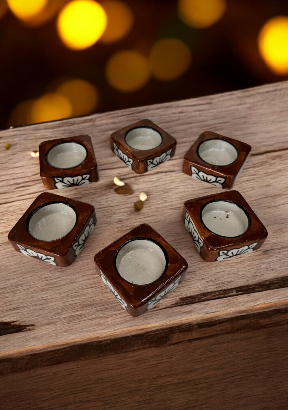 Brown handcrafted floral tealight Diya