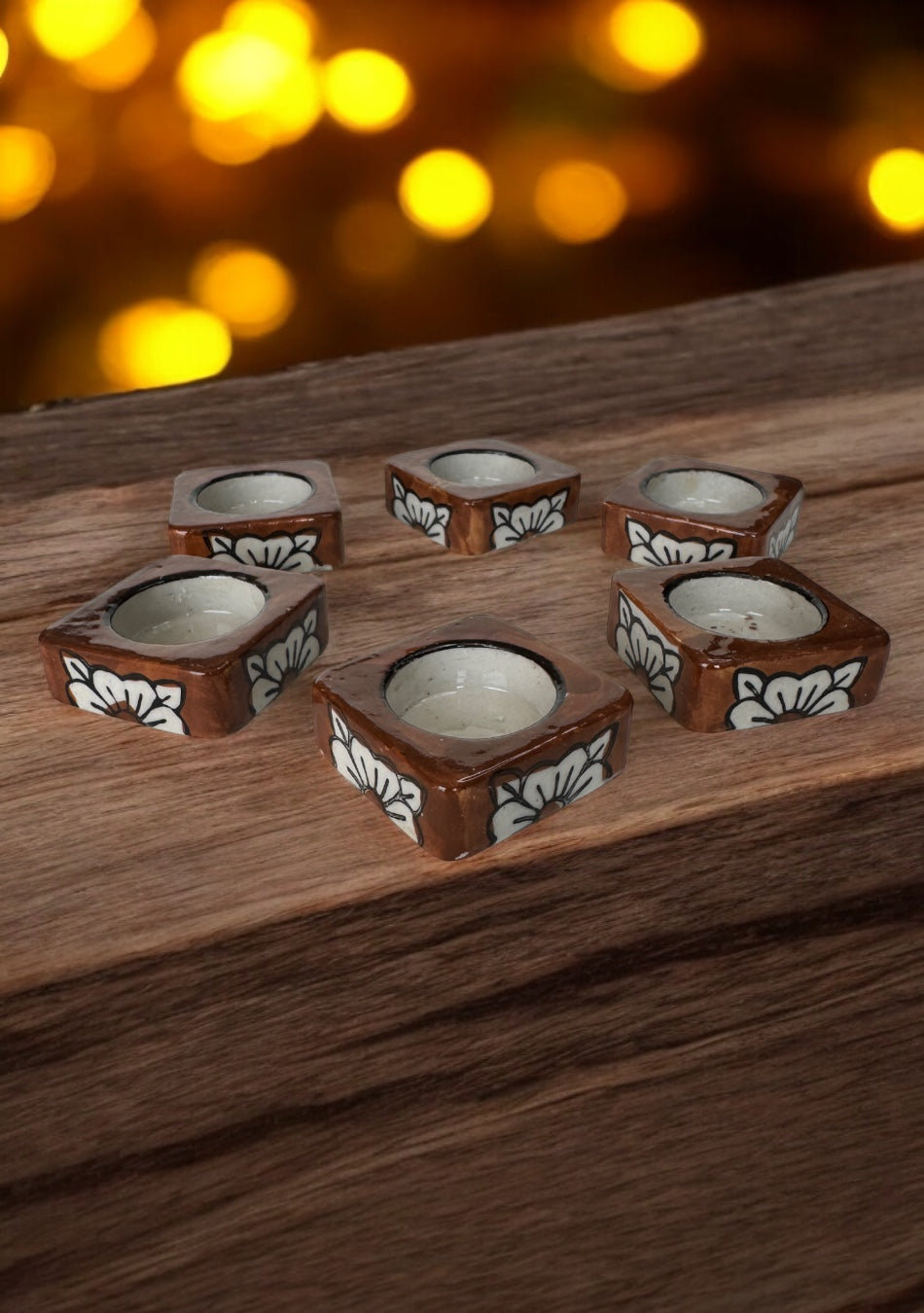 Brown handcrafted floral tealight Diya
