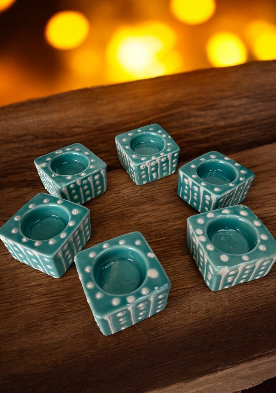Aqua Dots Handcrafted Tea Light diya