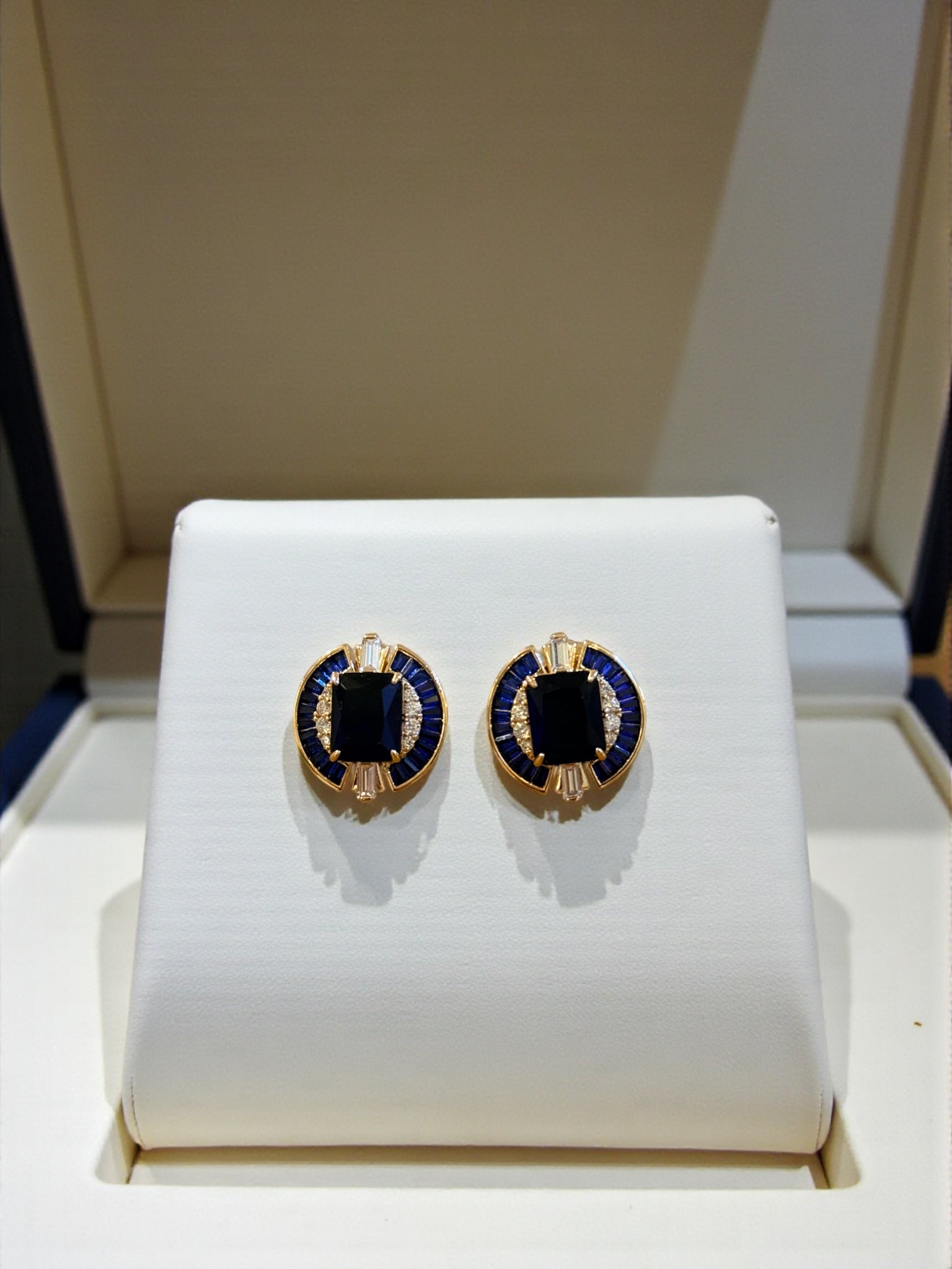 Midnight Sapphire Halo Studs
