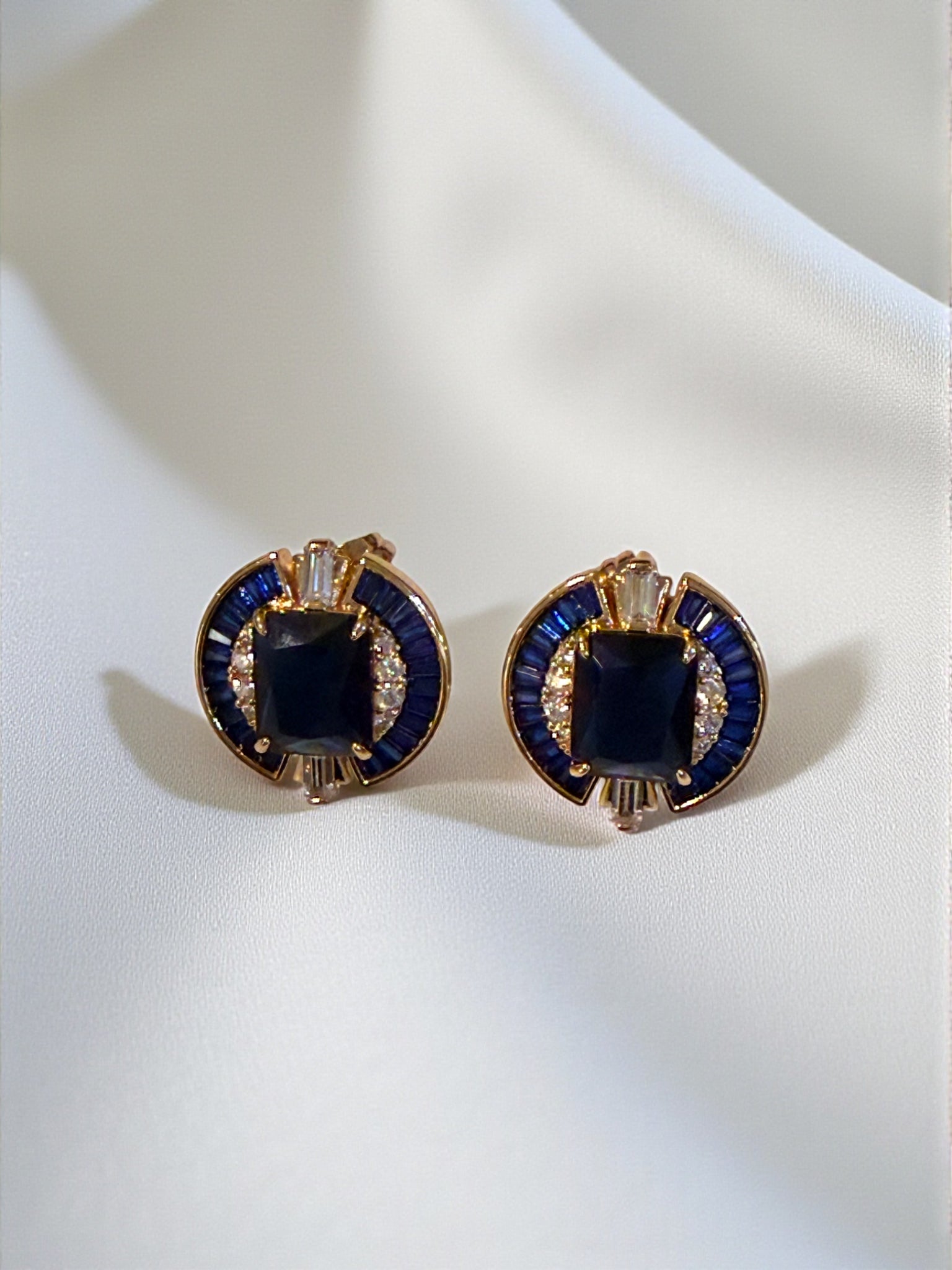 Midnight Sapphire Halo Studs