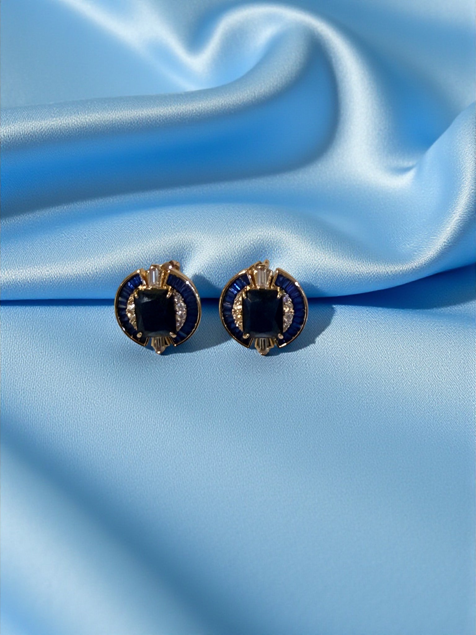Midnight Sapphire Halo Studs