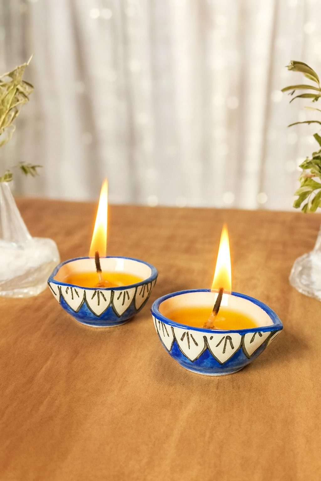 Indigo Whisper Ceramic Diya set of 6