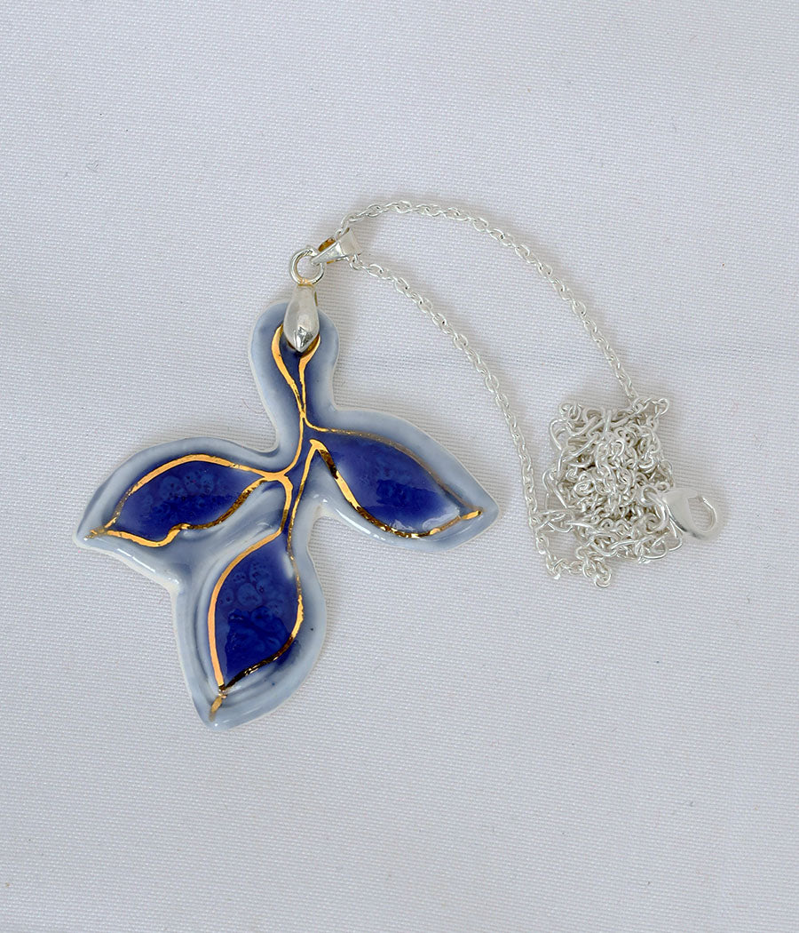 Blue Leaf Earrings and Pendant Set