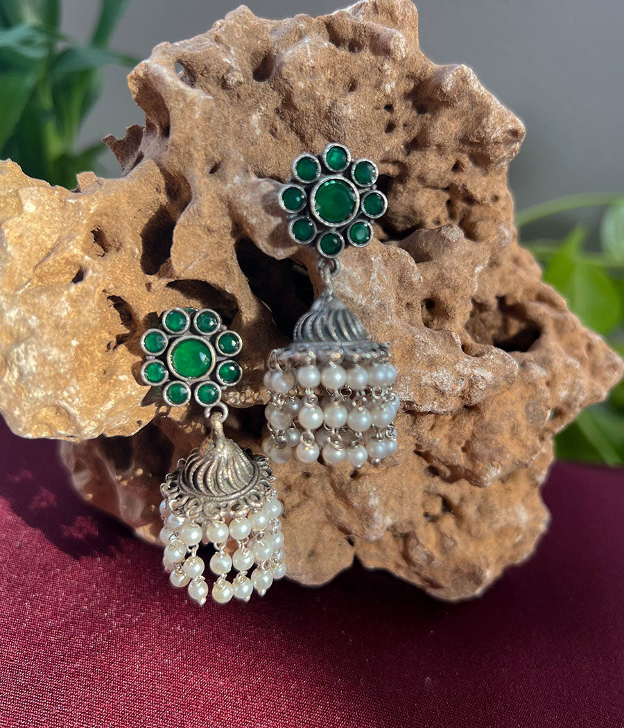 Verde Rose Pearl Jhumka