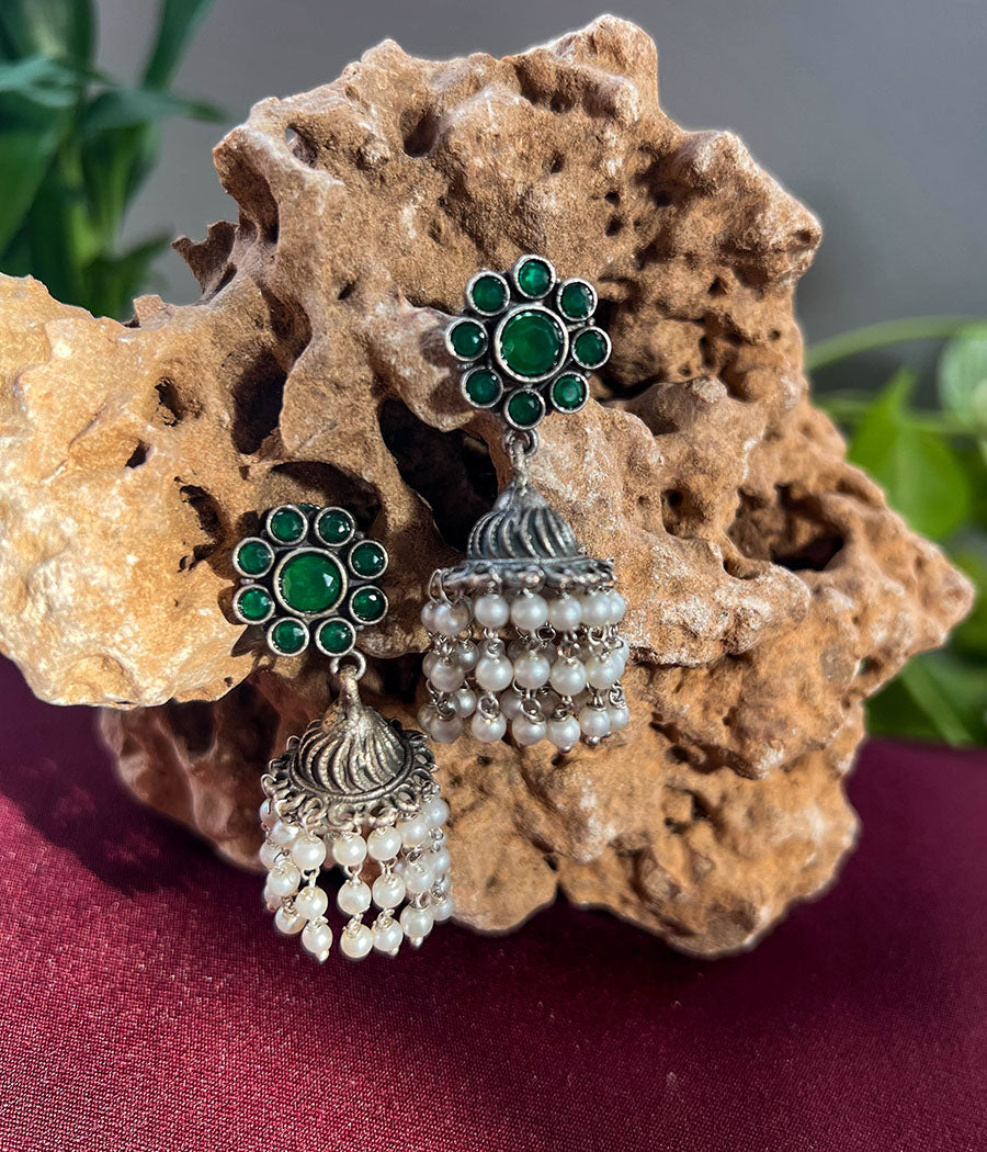 Verde Rose Pearl Jhumka
