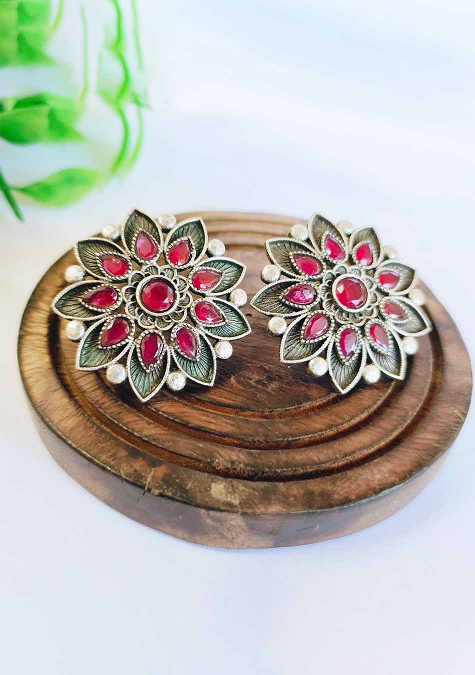 Red Blossom Blooms Studs