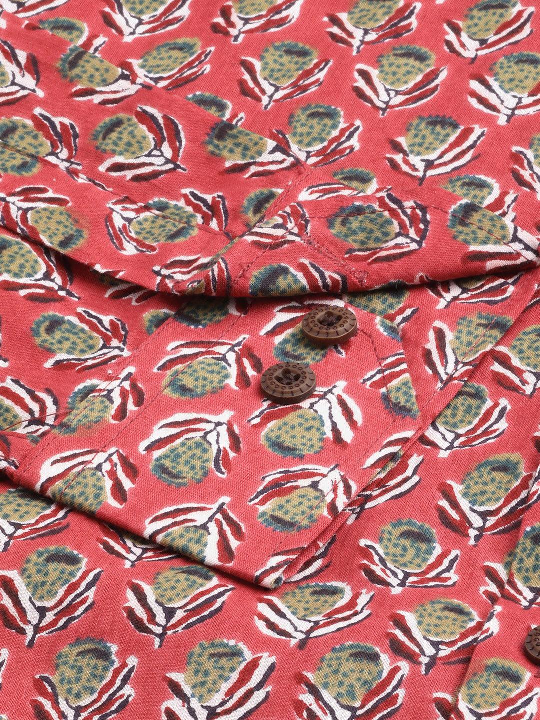 Pink & Green Cotton Full Sleeve Shirt for Men