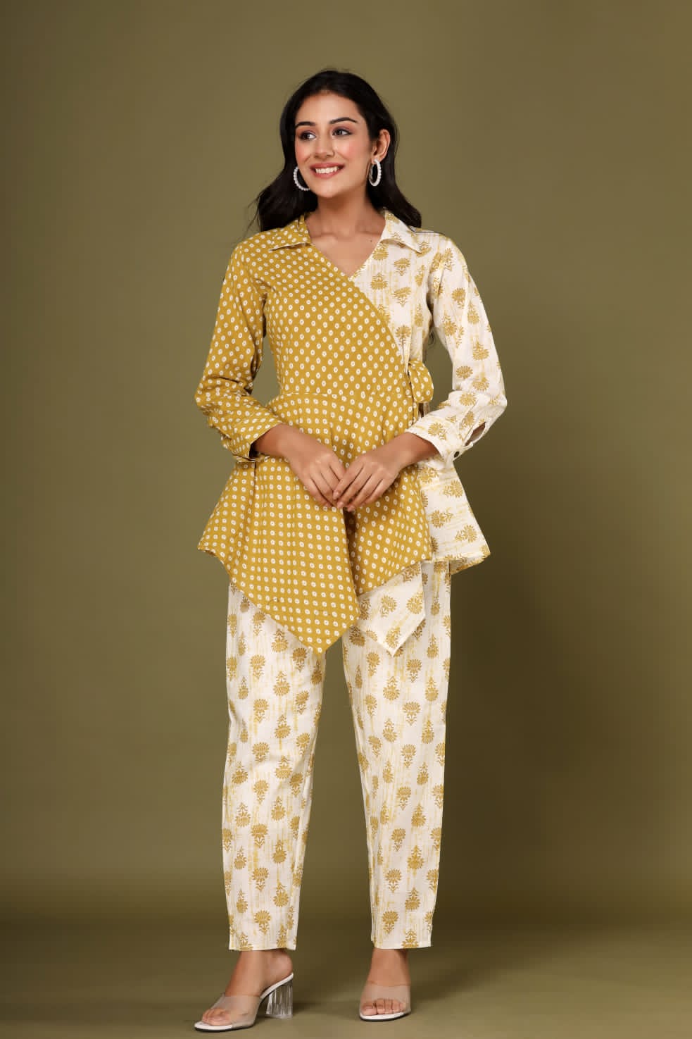 Floral Print Yellow & White Co-Ord Set