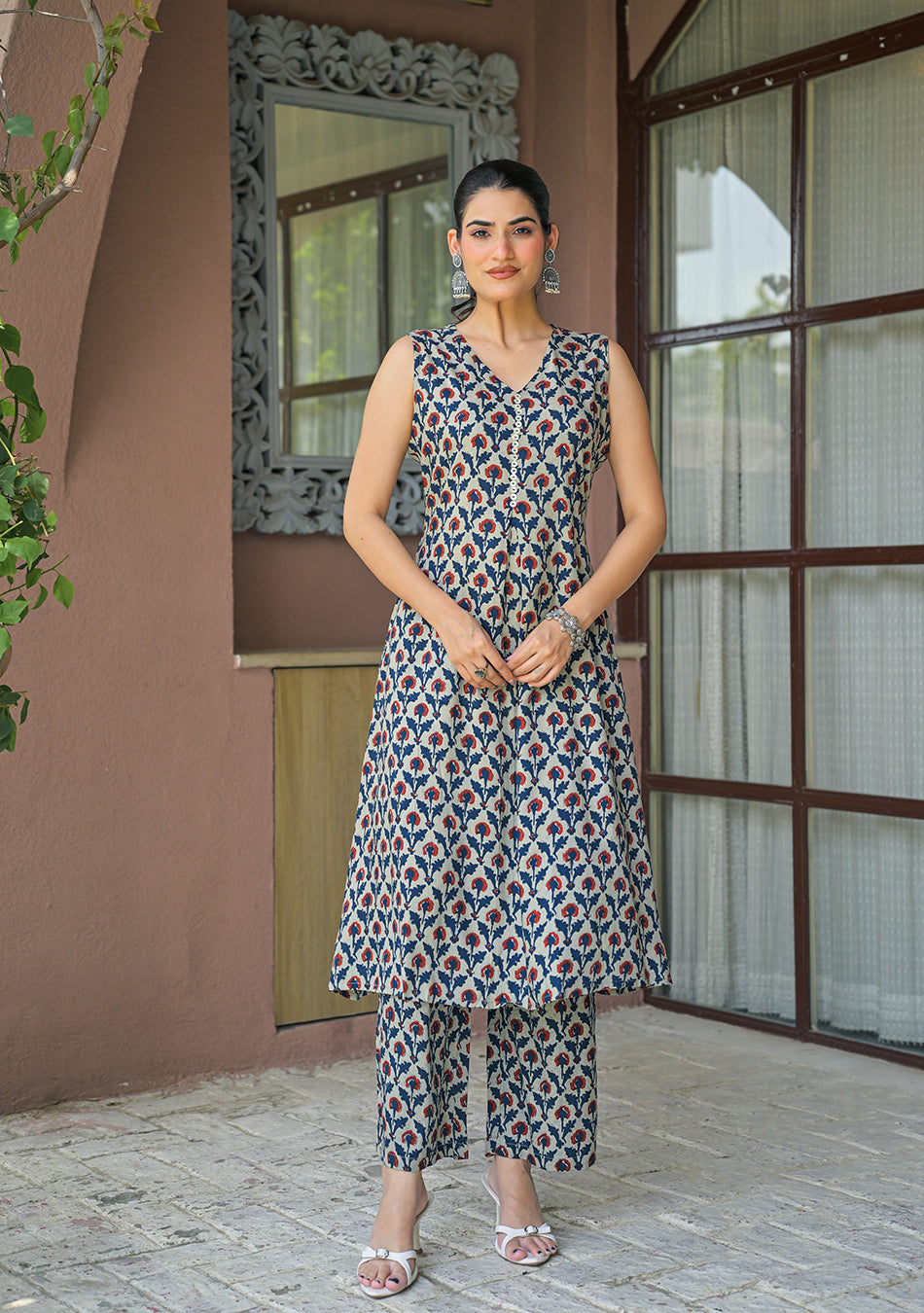 Indigo Red Floral Co-Ord Set