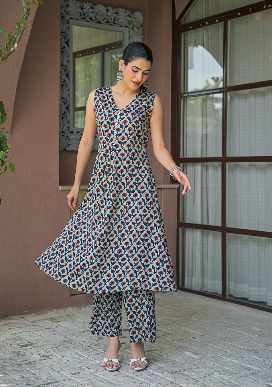 Indigo Red Floral Co-Ord Set