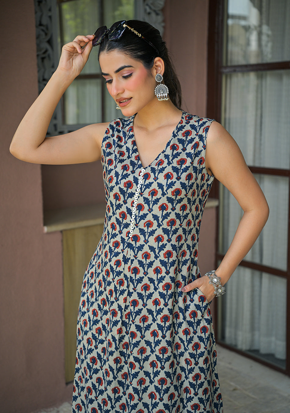 Indigo Red Floral Co-Ord Set