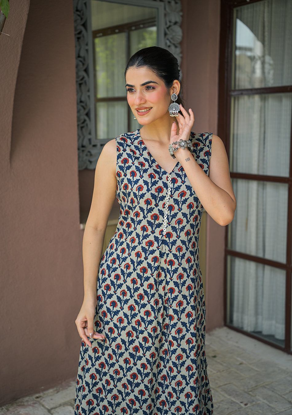 Indigo Red Floral Co-Ord Set