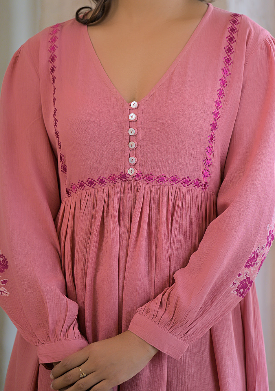 Rosewood Crinkle Empire Dress