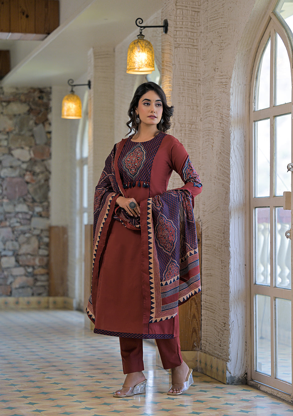 Aravalii Rust Mehreen Heritage Suit Set