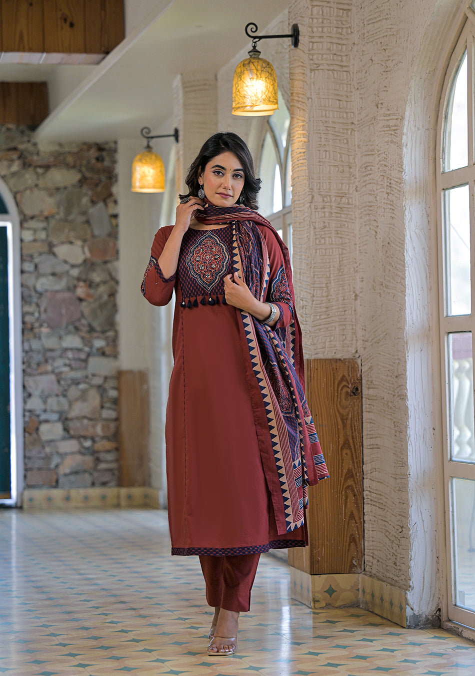 Aravalii Rust Mehreen Heritage Suit Set