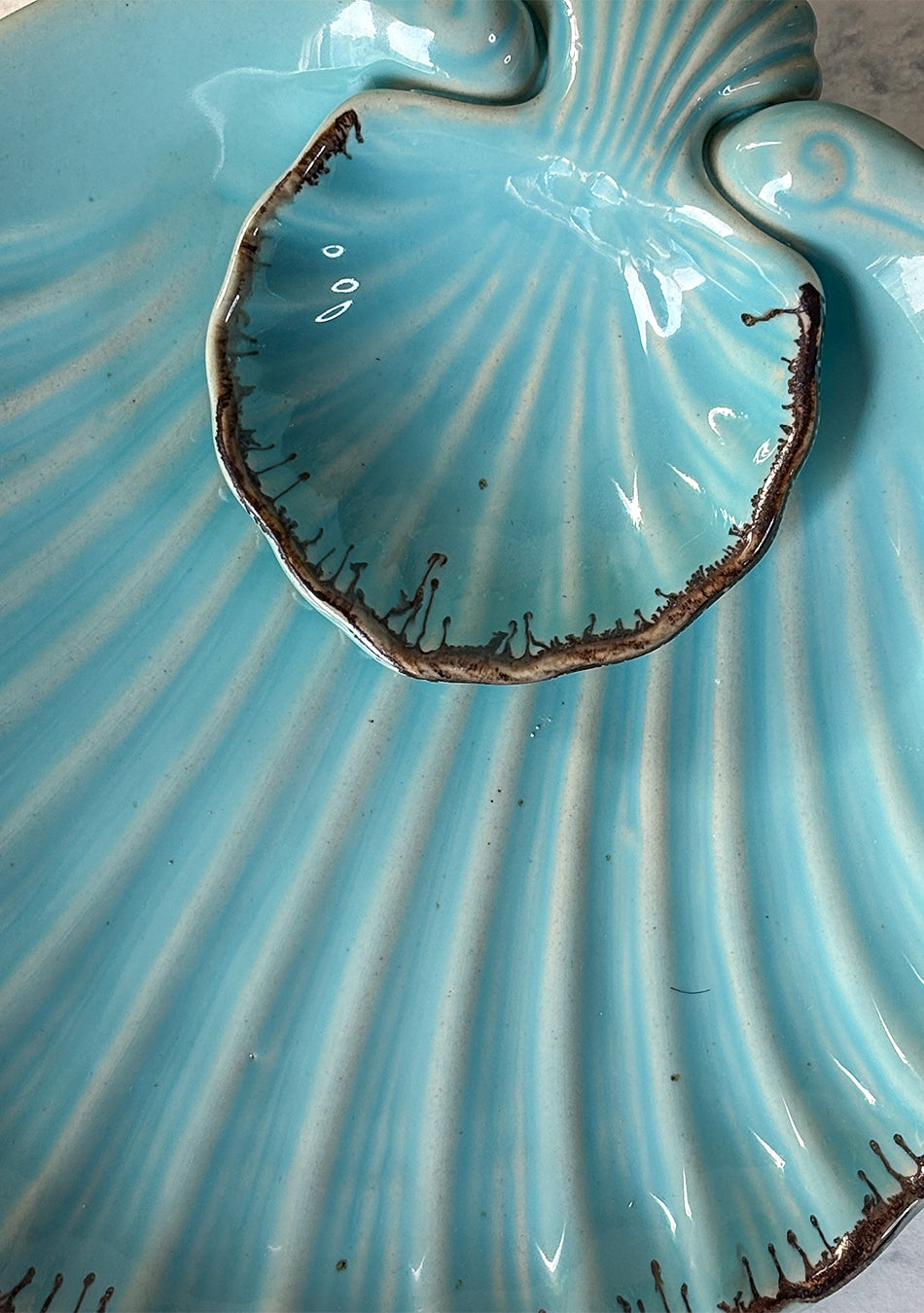 Seashell Blue Serving Ceramic Platter | Single