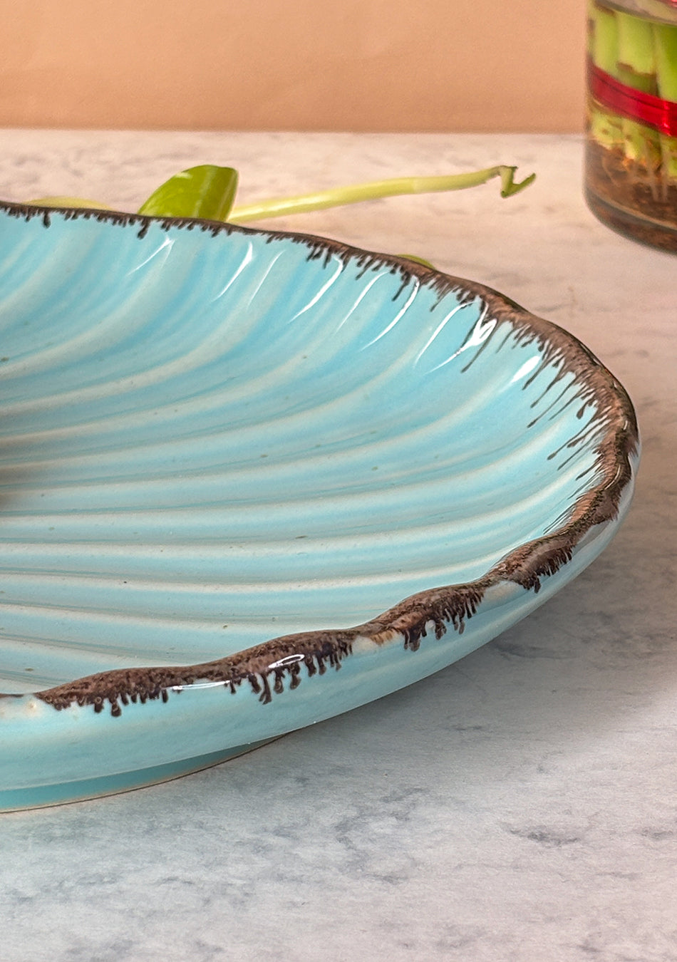Seashell Blue Serving Ceramic Platter | Single