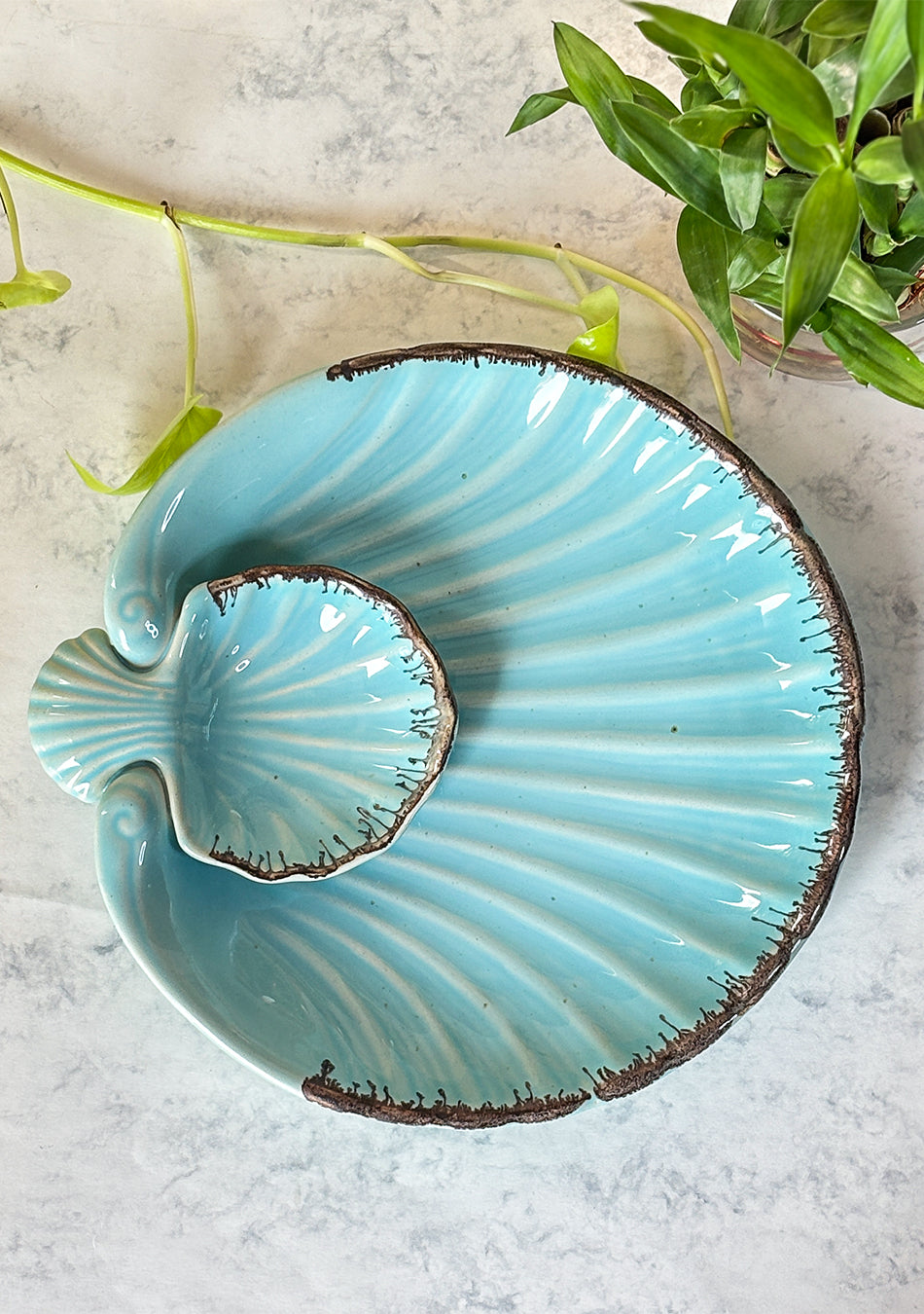 Seashell Blue Serving Ceramic Platter | Single