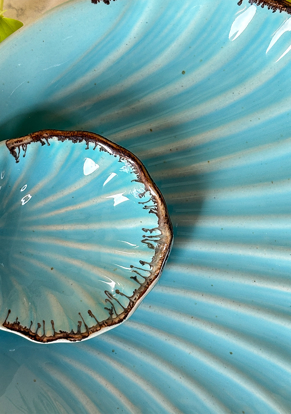 Seashell Blue Serving Ceramic Platter | Single