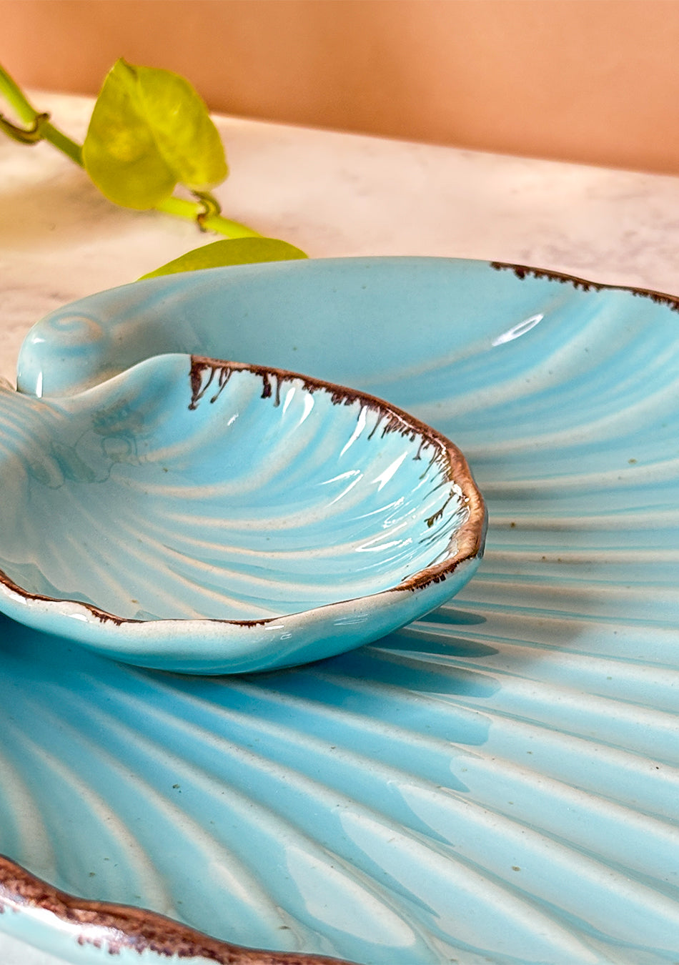 Seashell Blue Serving Ceramic Platter | Single