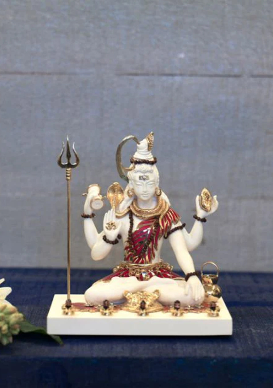 Trinetra Shiva with Stone Inlay