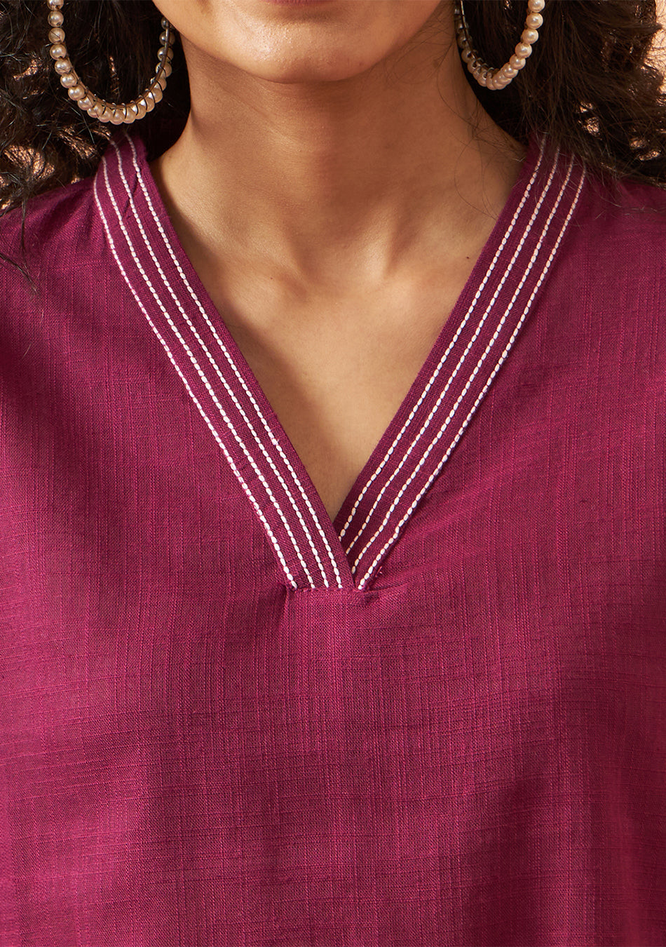 Deep purple solid kurta