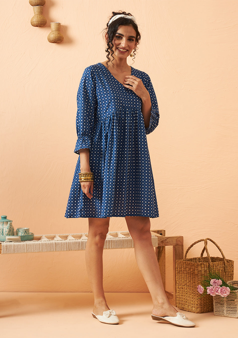 Dotty blue dress