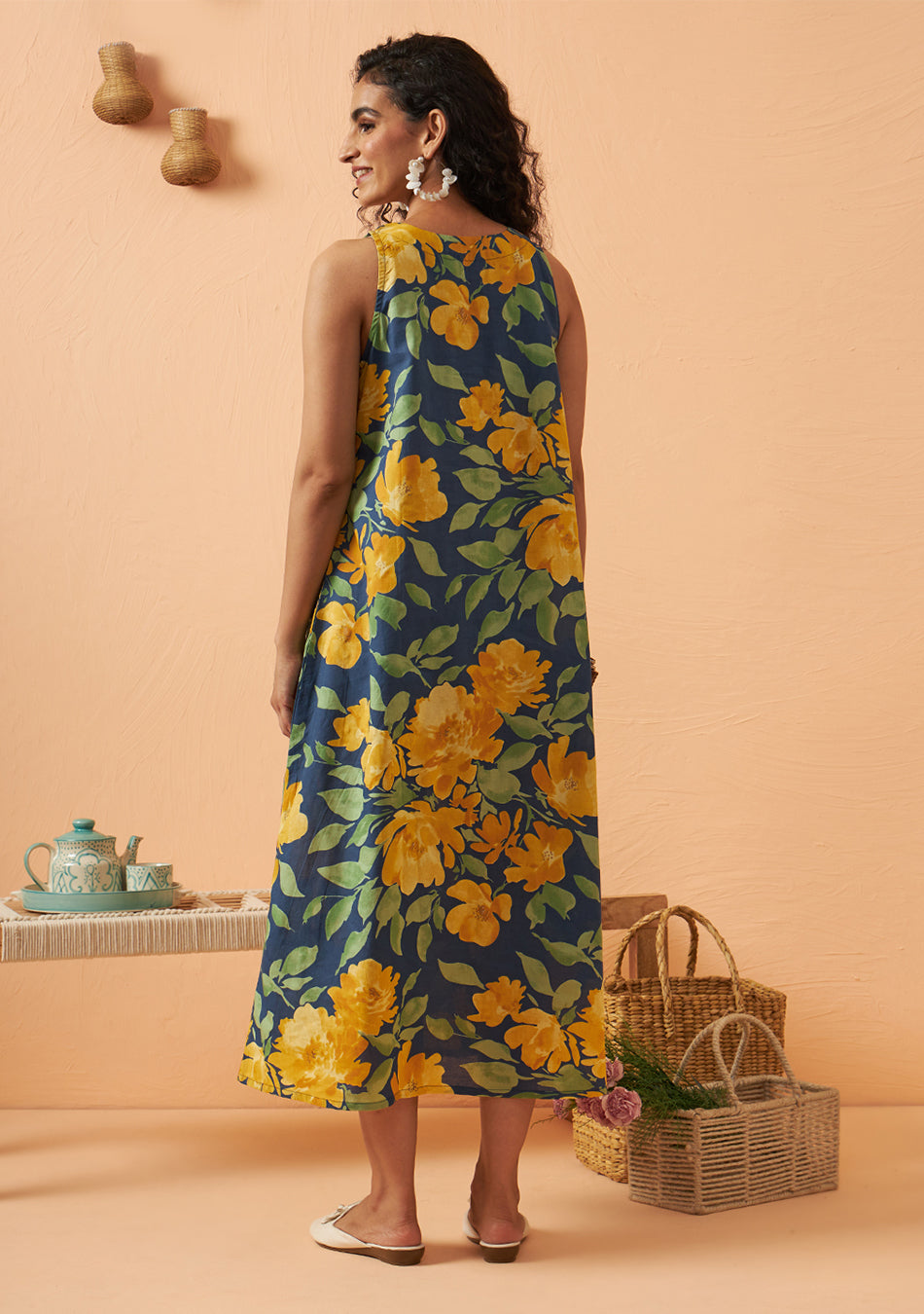 Tropical sky floral dress