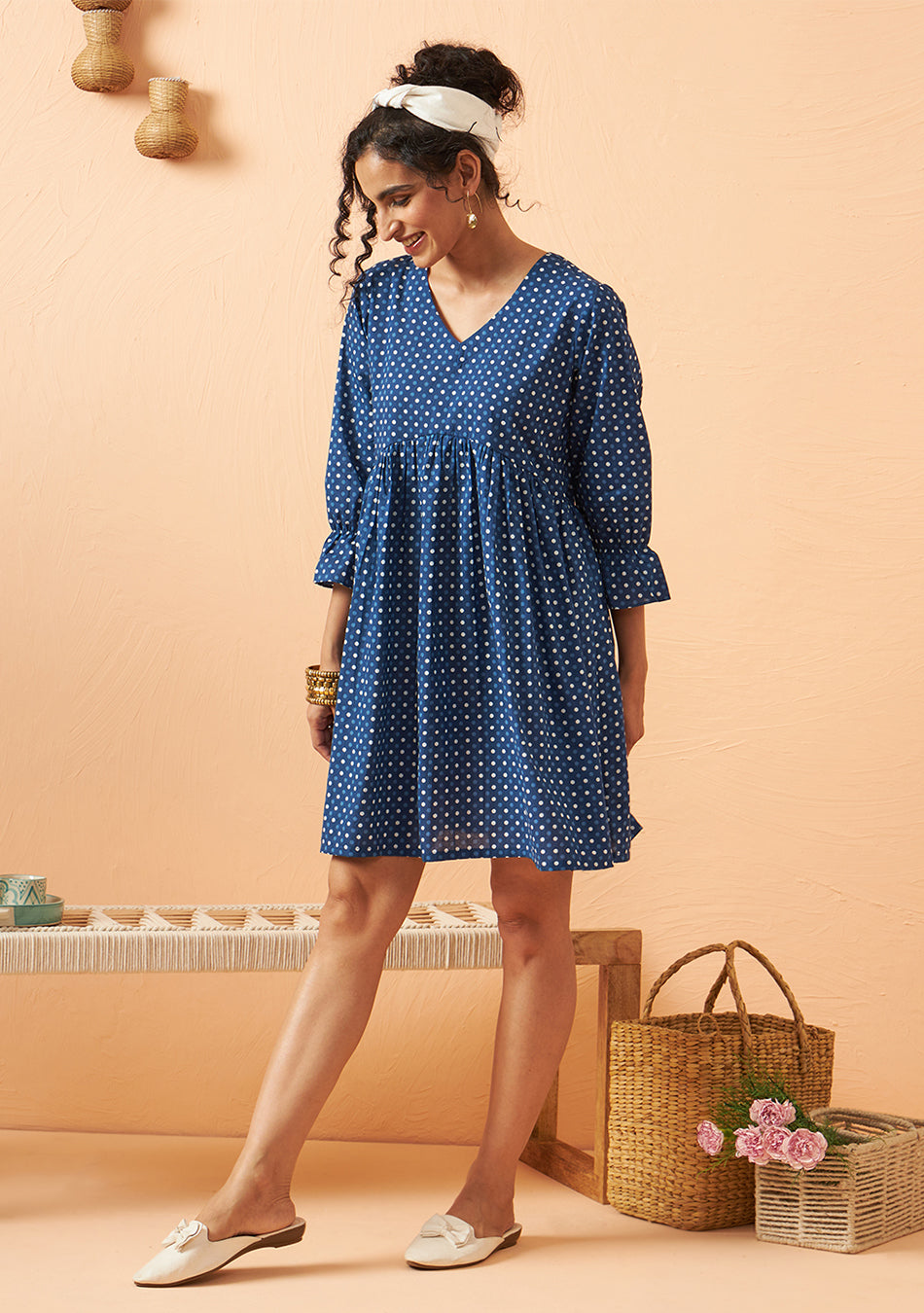 Dotty blue dress
