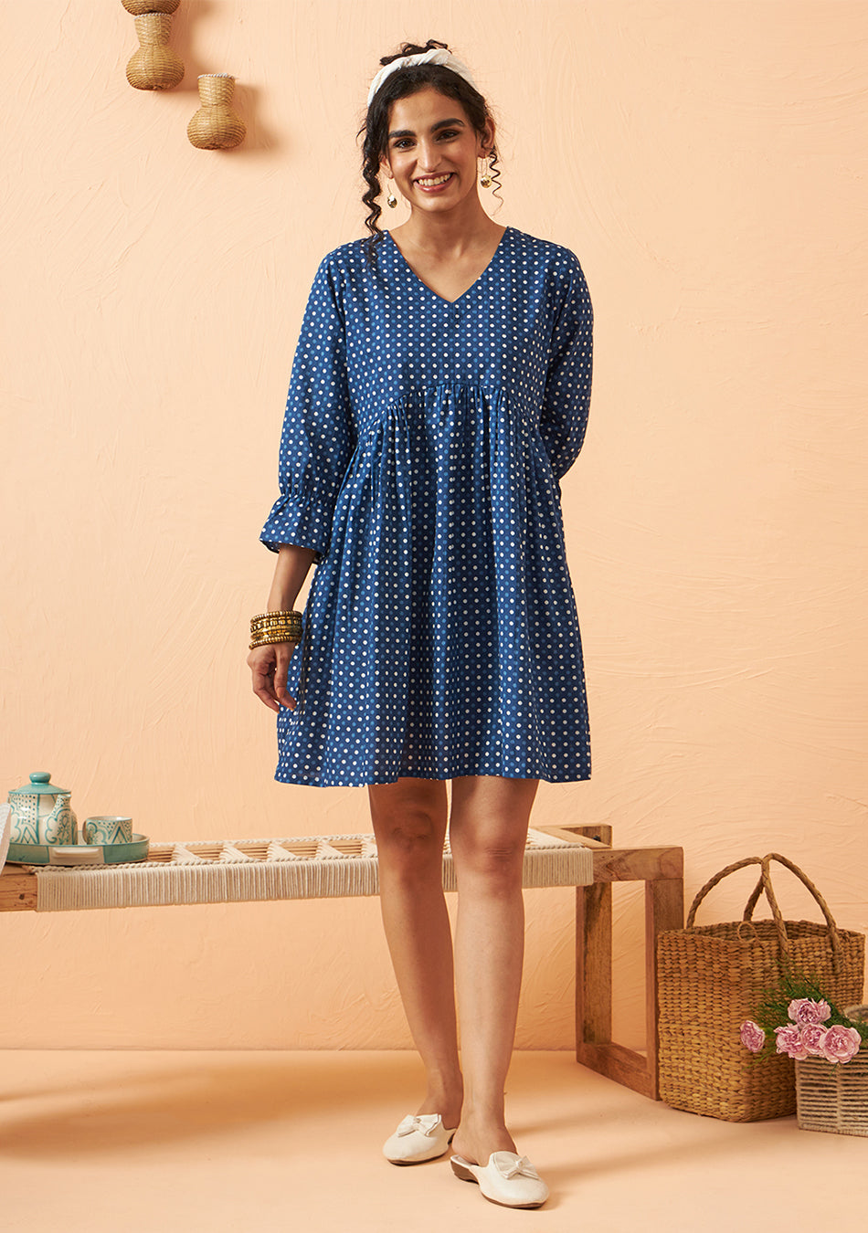 Dotty blue dress