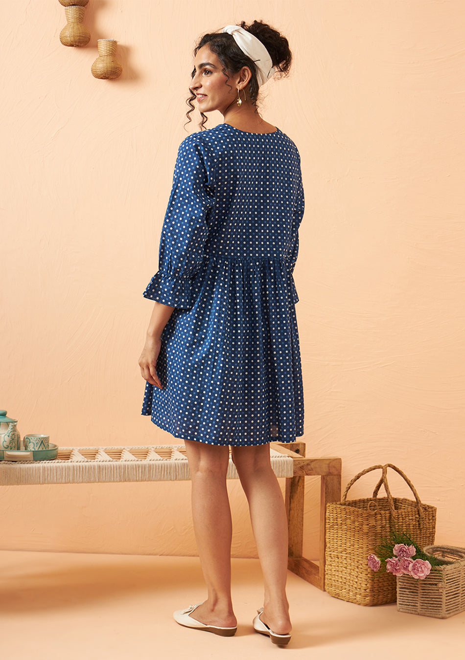 Dotty blue dress