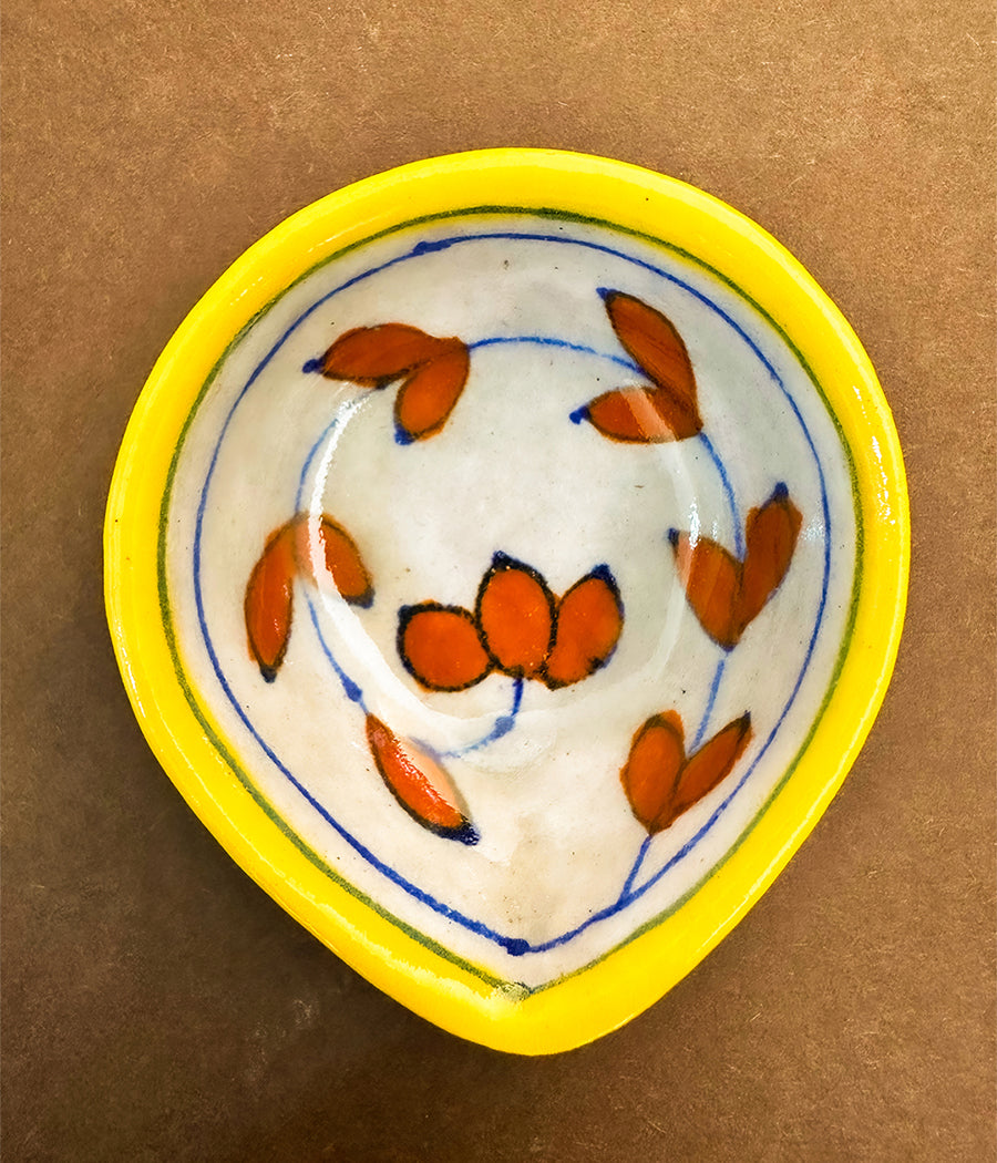 Blue Pottery Lotus Design Diya - Set of 6