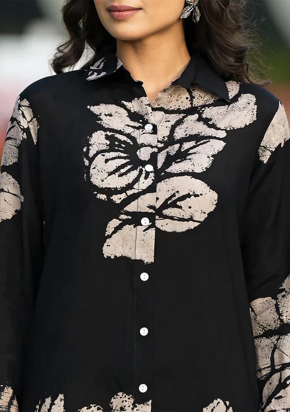 Black Brushstroke Muslin Co-Ord Set