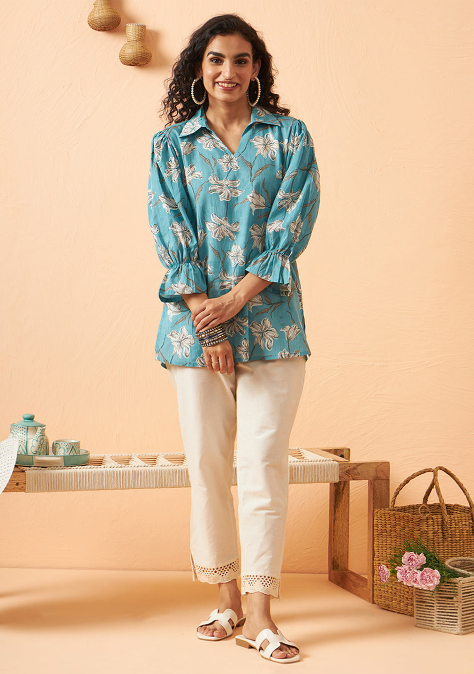 Turquoise blossom top