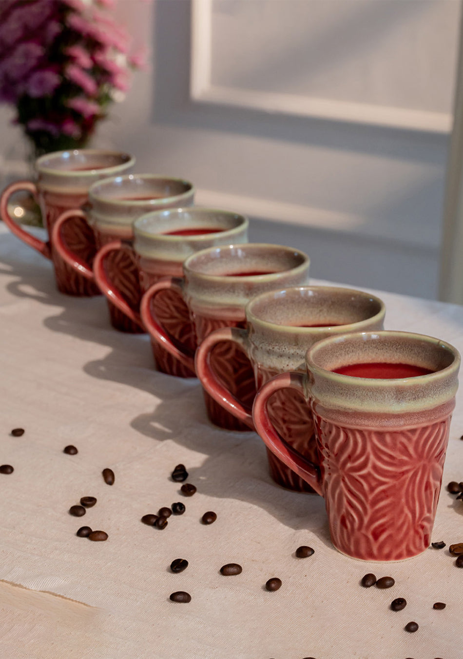 Pink-Green Pigeon Mugs - Handcrafted