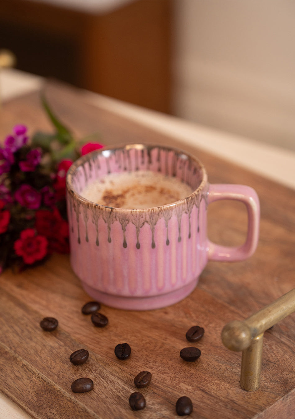 Rosy Finch Pink Ceramic Mugs Set - Handcrafted