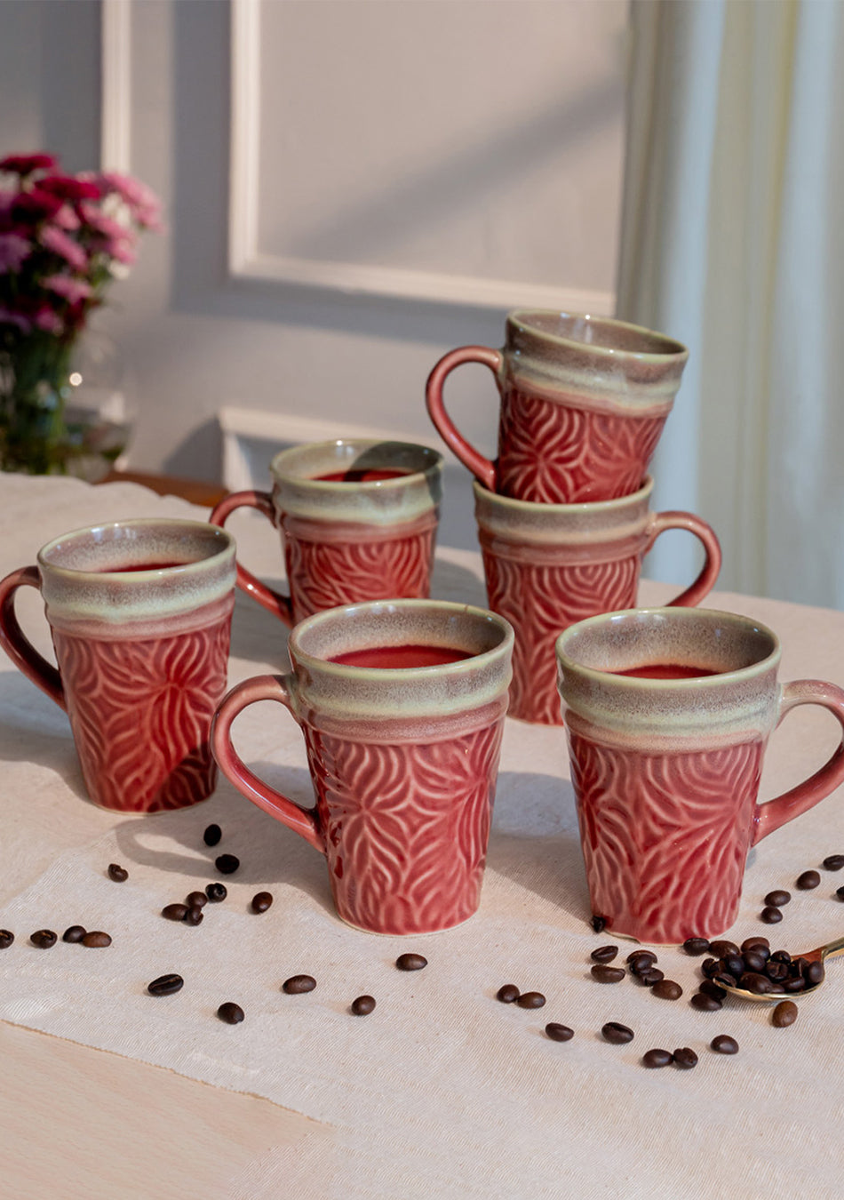 Pink-Green Pigeon Mugs - Handcrafted