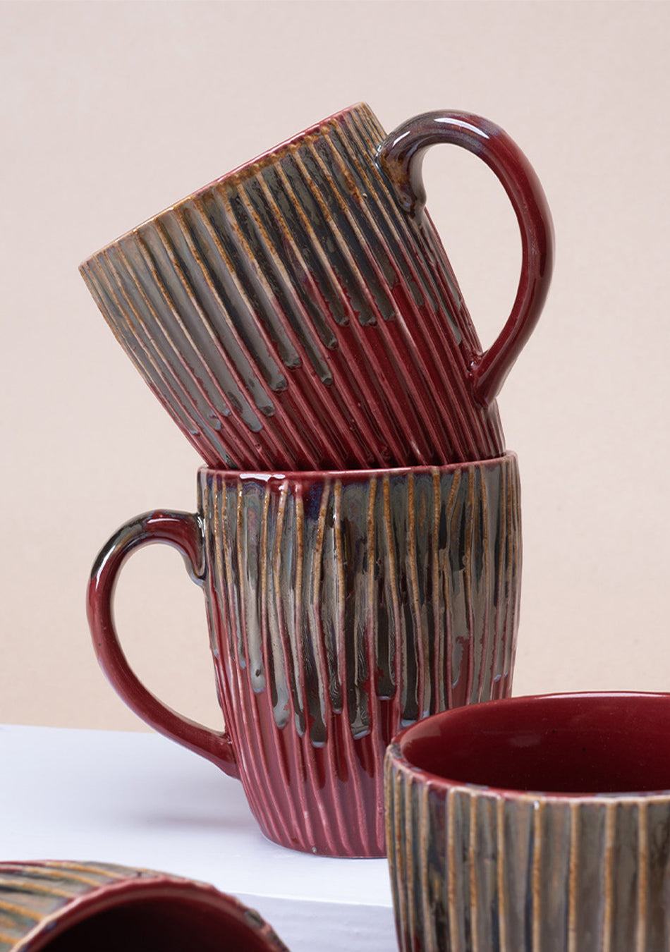 House Finch Ceramic Mugs Set - Handcrafted