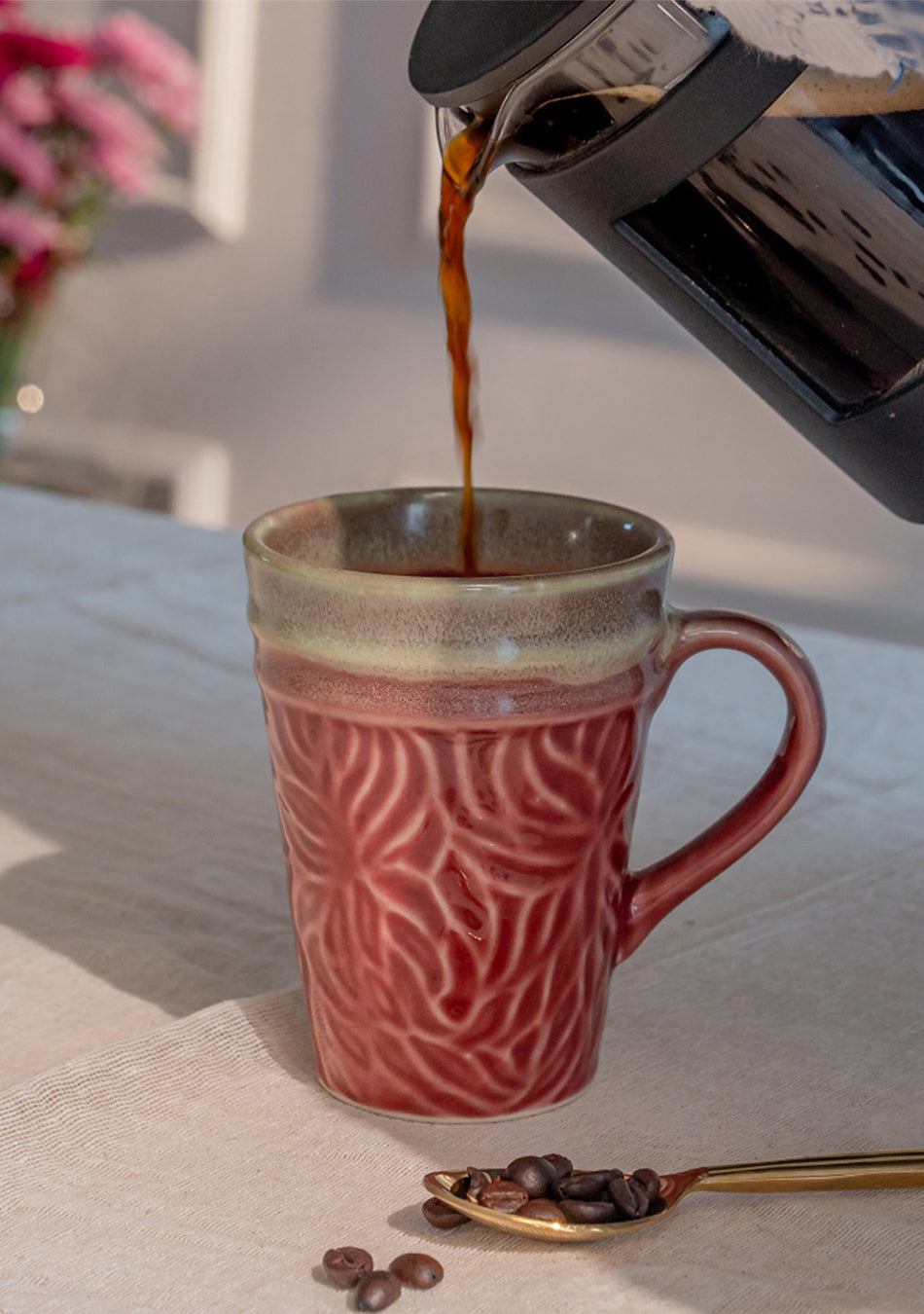 Pink-Green Pigeon Mugs - Handcrafted