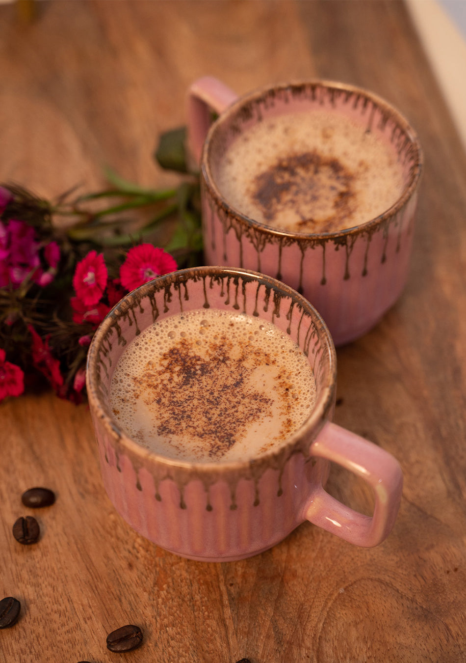 Rosy Finch Pink Ceramic Mugs Set - Handcrafted