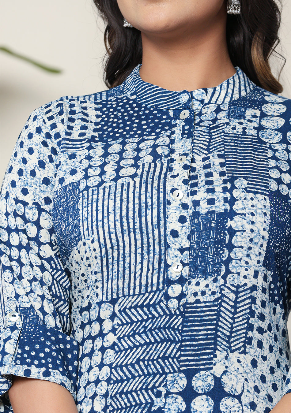 Indigo Patchwork Printed Kurta