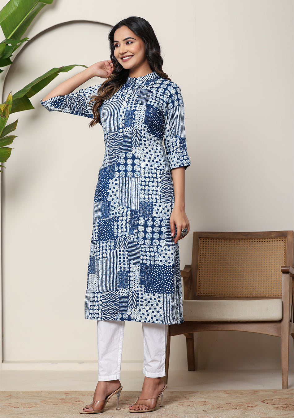 Indigo Patchwork Printed Kurta