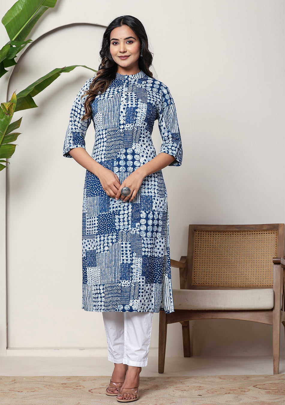 Indigo Patchwork Printed Kurta