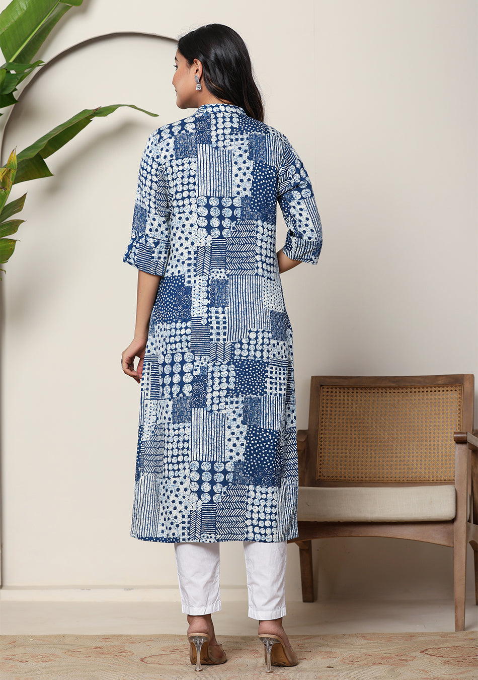 Indigo Patchwork Printed Kurta