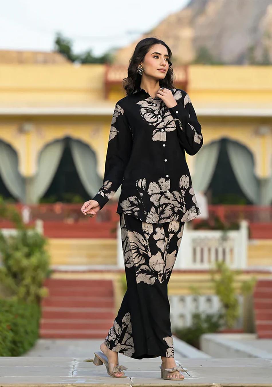 Black Brushstroke Muslin Co-Ord Set